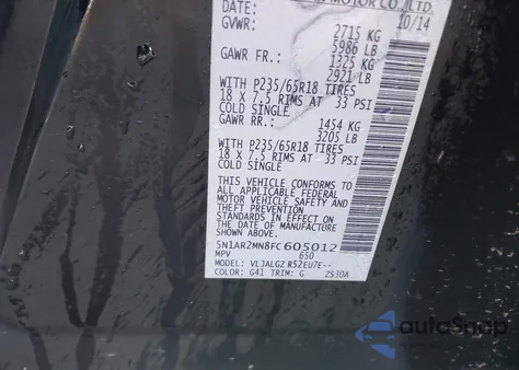 2015 Nissan Pathfinder Sl z USA, uszkodzony, nr VIN 5N1AR2MN8FC605012